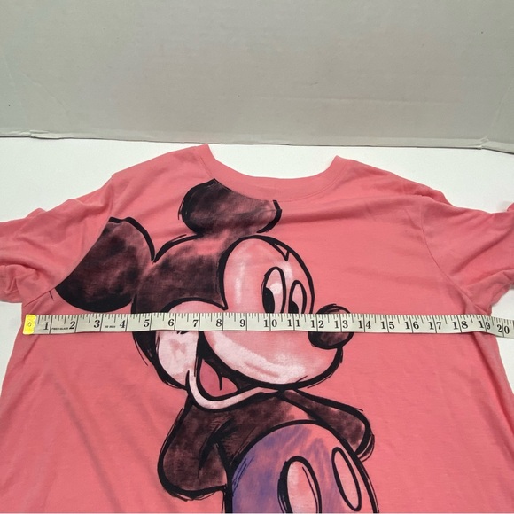 Disney Mickey Mouse Juniors XL/15-17 Chalk Print Tee Shirt Pink Short Sleeve Fun - Picture 6 of 7